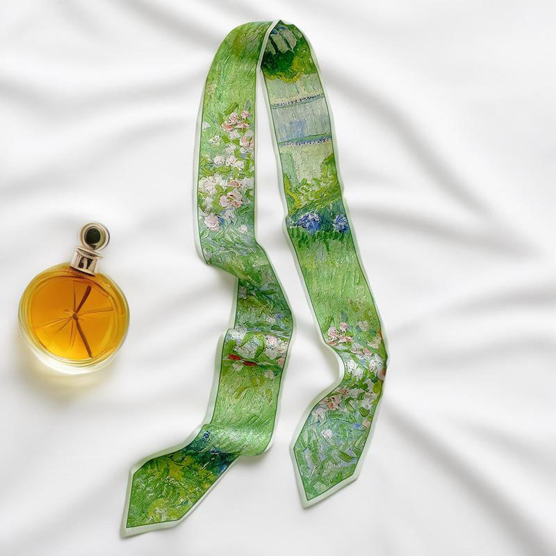 Silk Tie Woven - وشاح شعر طويل نحيف للنساء، ربطة