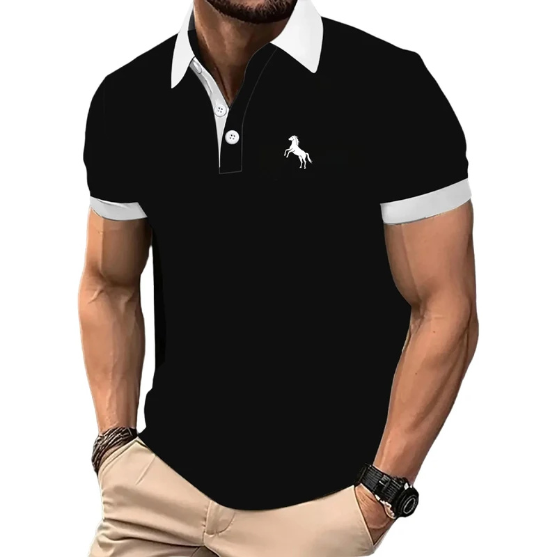 Men'S Polo Formal Wear - قميص بولو رجالي، كم قصير، لون