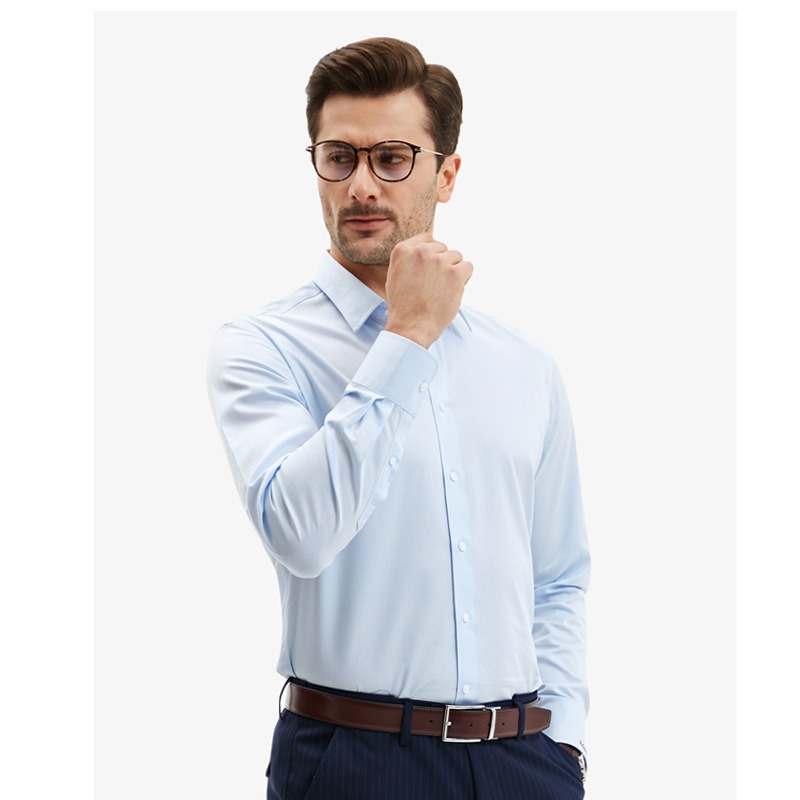 قميص رجالي أبيض رسمي بأكمام طو - مراجعة Men Formal Office Wear Shirts وسعره