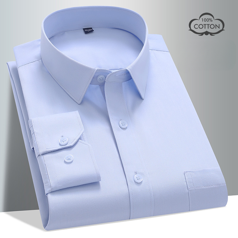 8XL 100 قميص قطني بكم طويل للر - مراجعة Men Formal Office Wear Shirts وسعره