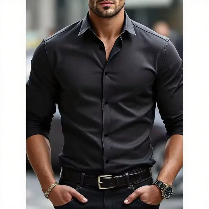 قمصان رجالية جديدة بيضاء سادة  - مراجعة Men Formal Office Wear Shirts وسعره